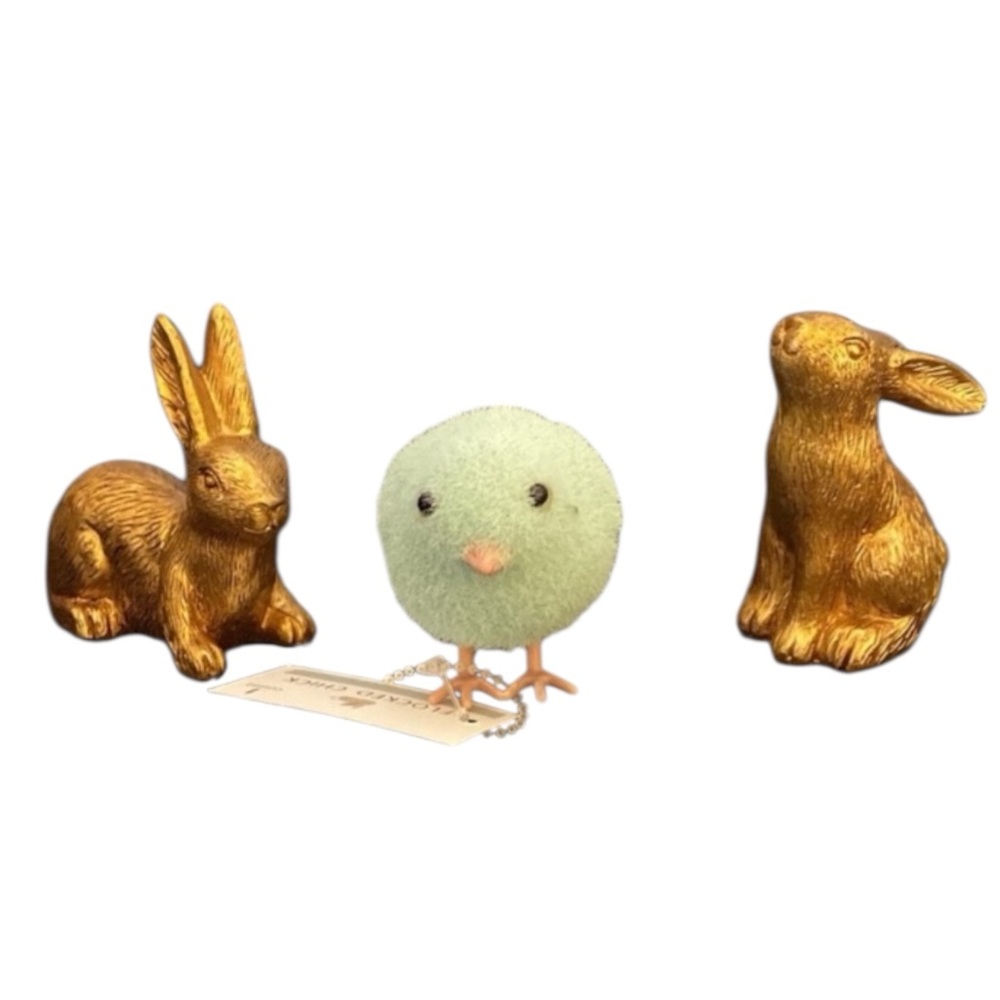 Target Bullseye 2 Gold Easter Bunnies and a flocked chick